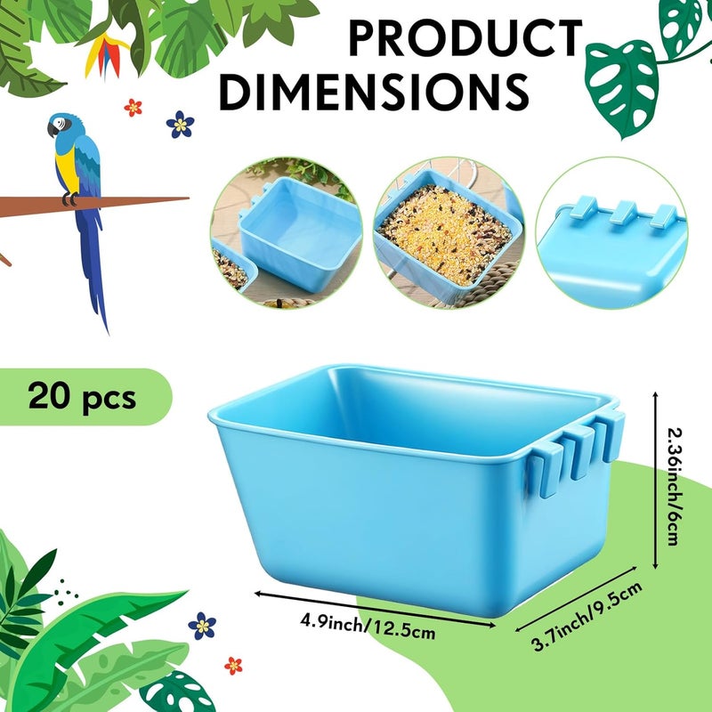 Maxdot 20 Pcs Cage Cups Chicken Feeder Waterer 16 oz Birds Feeders Hanging Bunny Cage Chicken Water Bowl for Pet Parrot Rooster Parakeet Gamefowl Poultry Pigeon Wire Hutch(Light Blue) - Image 2